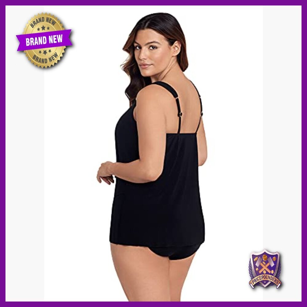 Plus Size Tankini Top with Underwire Support, Adjustable Straps, UPF 15 - Picture 4 of 6